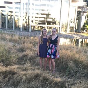 Xscape Black and Floral Mini Dress